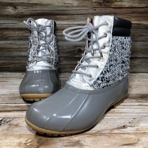 Sam Edelman Caldwell Silver Duck Boots Women 8